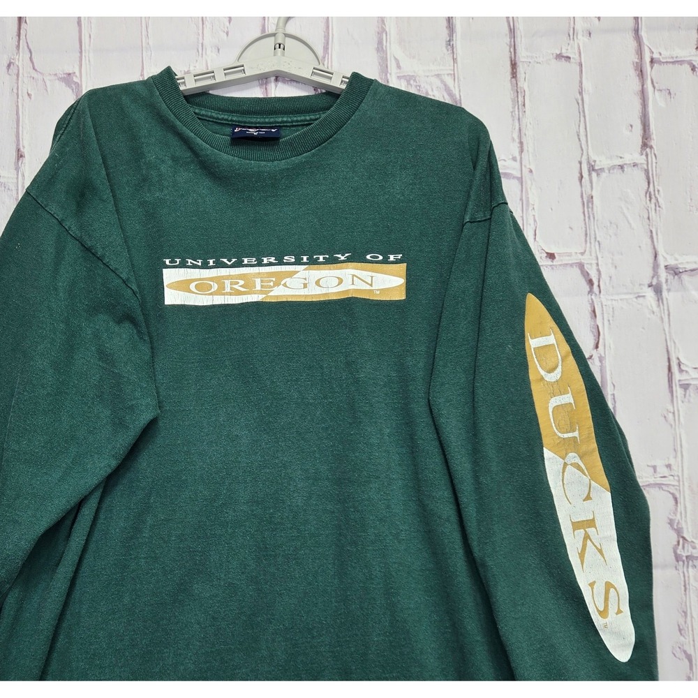 Vintage Oregon Ducks Football NCAA JanSport T-Shirt Green Made in USA Mens Large